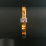 18k Yellow and White Gold Diamond Box Vintage Bangle Bracelet 6.5"