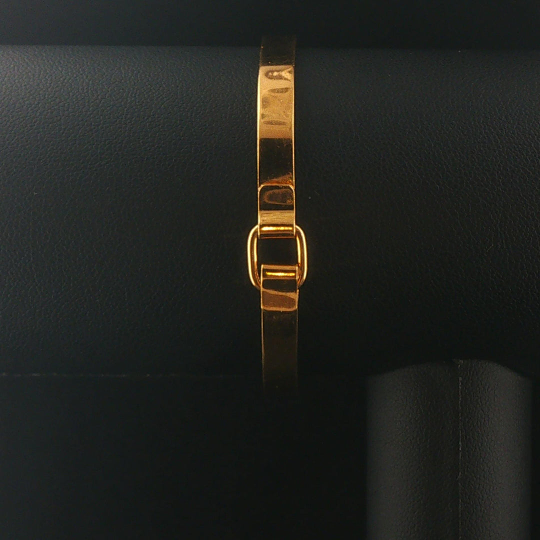 18k Yellow and White Gold Diamond Box Vintage Bangle Bracelet 6.5"