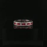 18k White Gold Ruby and Diamond Vintage Band Ring Size 6.5