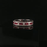 18k White Gold Ruby and Diamond Vintage Band Ring Size 6.5