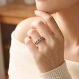 18k White Gold Ruby and Diamond Vintage Band Ring Size 6.5