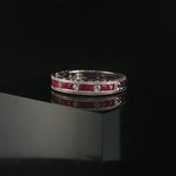 18k White Gold Ruby and Diamond Vintage Band Ring Size 6.5