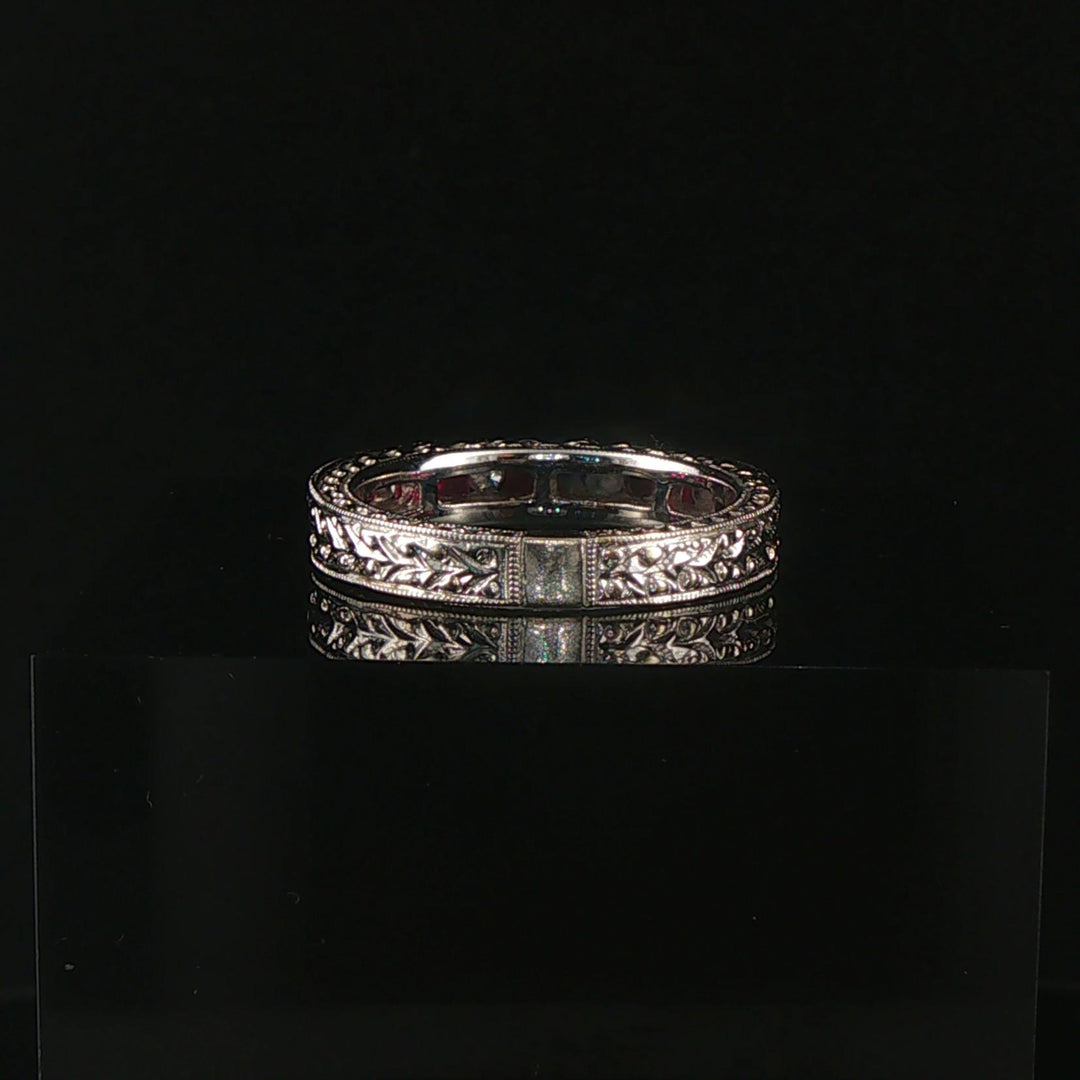 18k White Gold Ruby and Diamond Vintage Band Ring Size 6.5