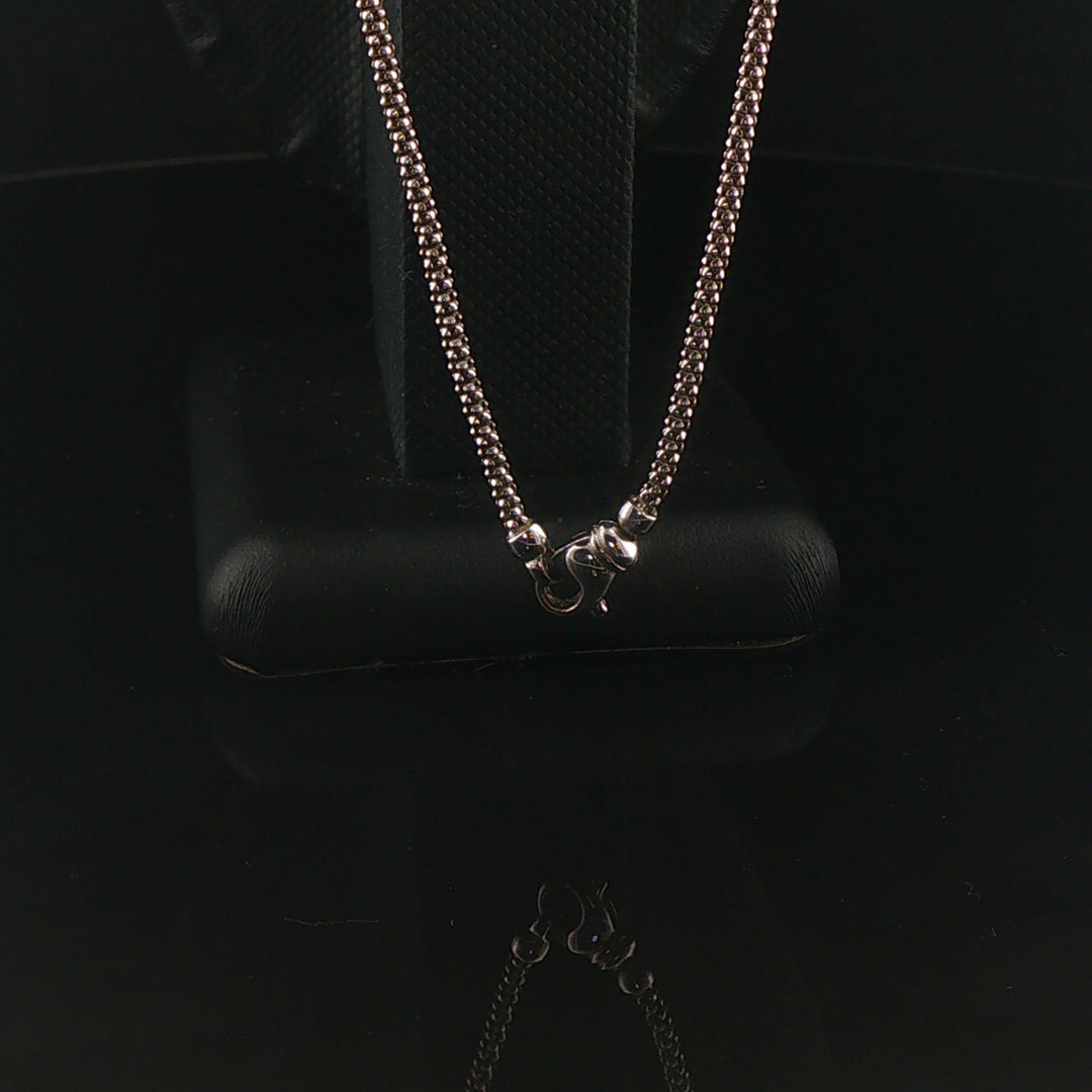 18k White Gold Pearl and Diamond Popcorn Link Lariat Necklace Italy 17.5"