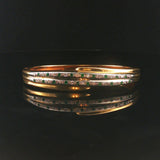 14k Yellow & White Gold 24.5g Heavy Diamond and Emerald Bangle Bracelet 6.5"