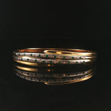 14k Yellow & White Gold 24.5g Heavy Diamond and Emerald Bangle Bracelet 6.5"