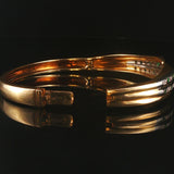 14k Yellow & White Gold 24.5g Heavy Diamond and Emerald Bangle Bracelet 6.5"