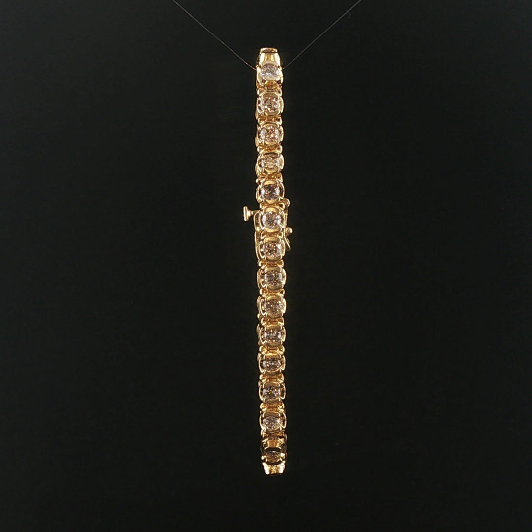 14k Yellow Gold and 3.20cttw Diamond Heavy Vintage Tennis Bracelet 6.5"