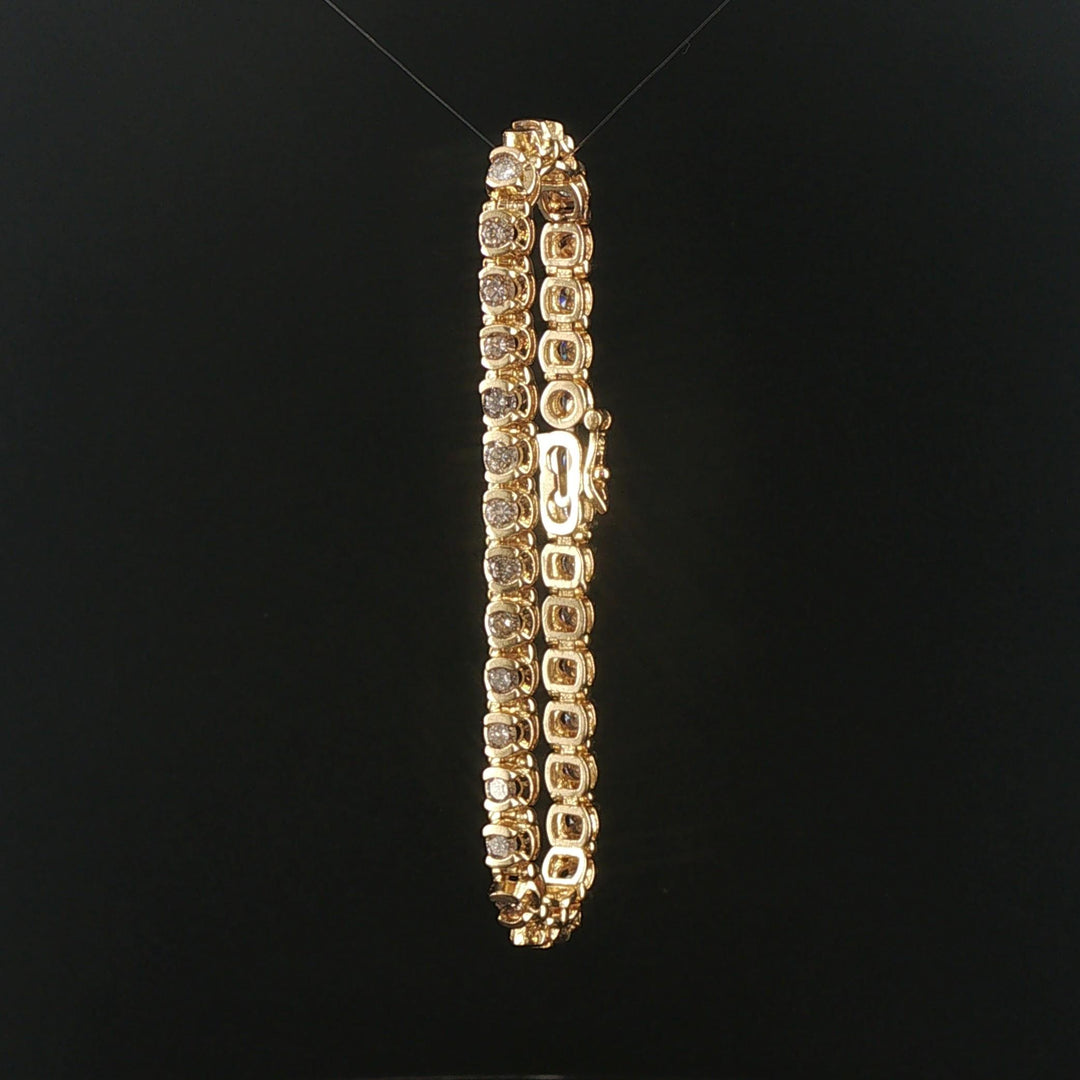 14k Yellow Gold and 3.20cttw Diamond Heavy Vintage Tennis Bracelet 6.5"