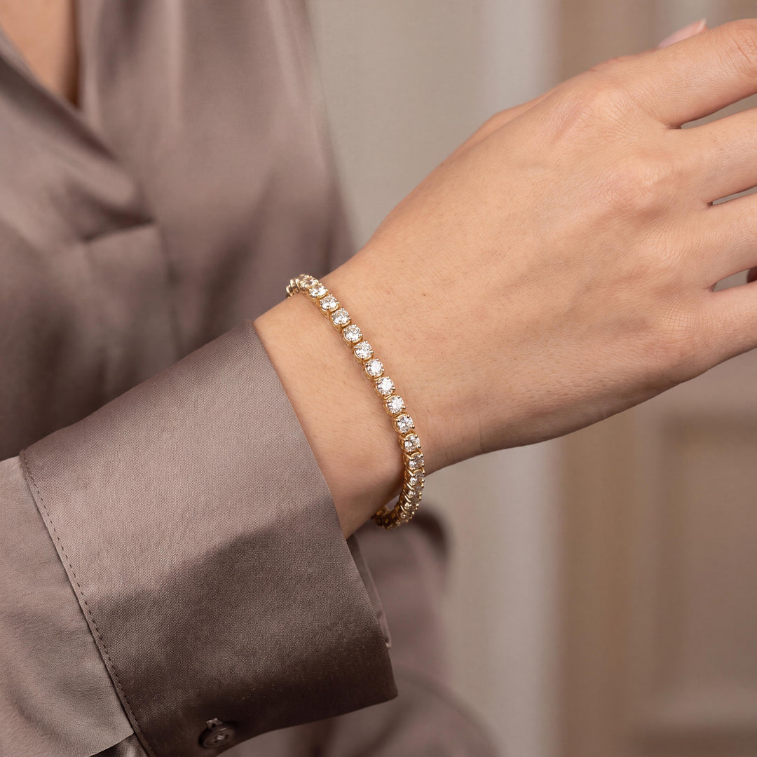 14k Yellow Gold and 3.20cttw Diamond Heavy Vintage Tennis Bracelet 6.5"