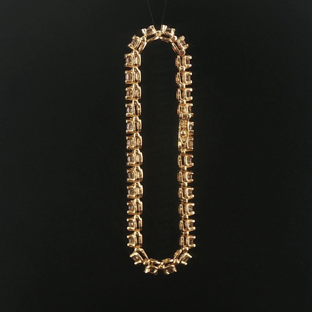 14k Yellow Gold and 3.20cttw Diamond Heavy Vintage Tennis Bracelet 6.5"