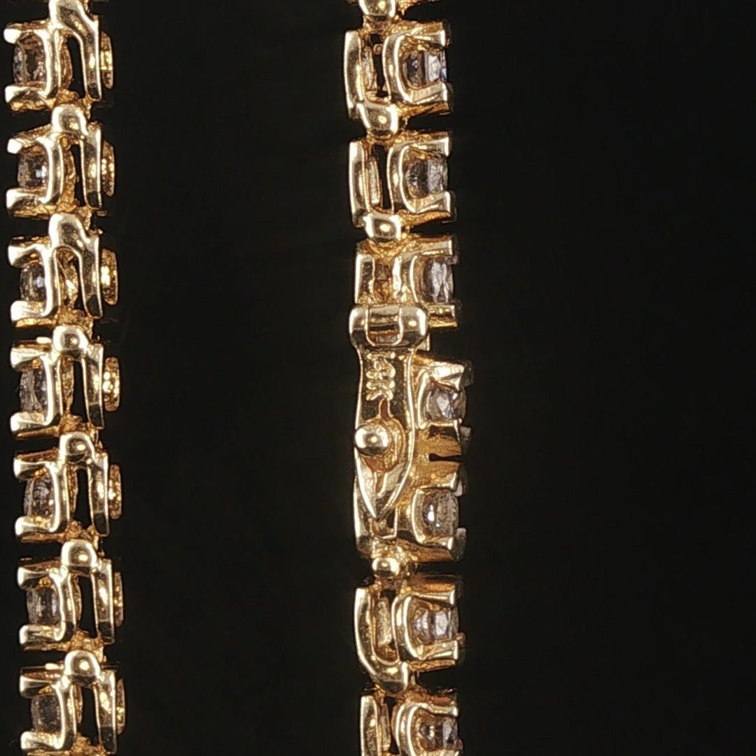 14k Yellow Gold and 3.20cttw Diamond Heavy Vintage Tennis Bracelet 6.5"