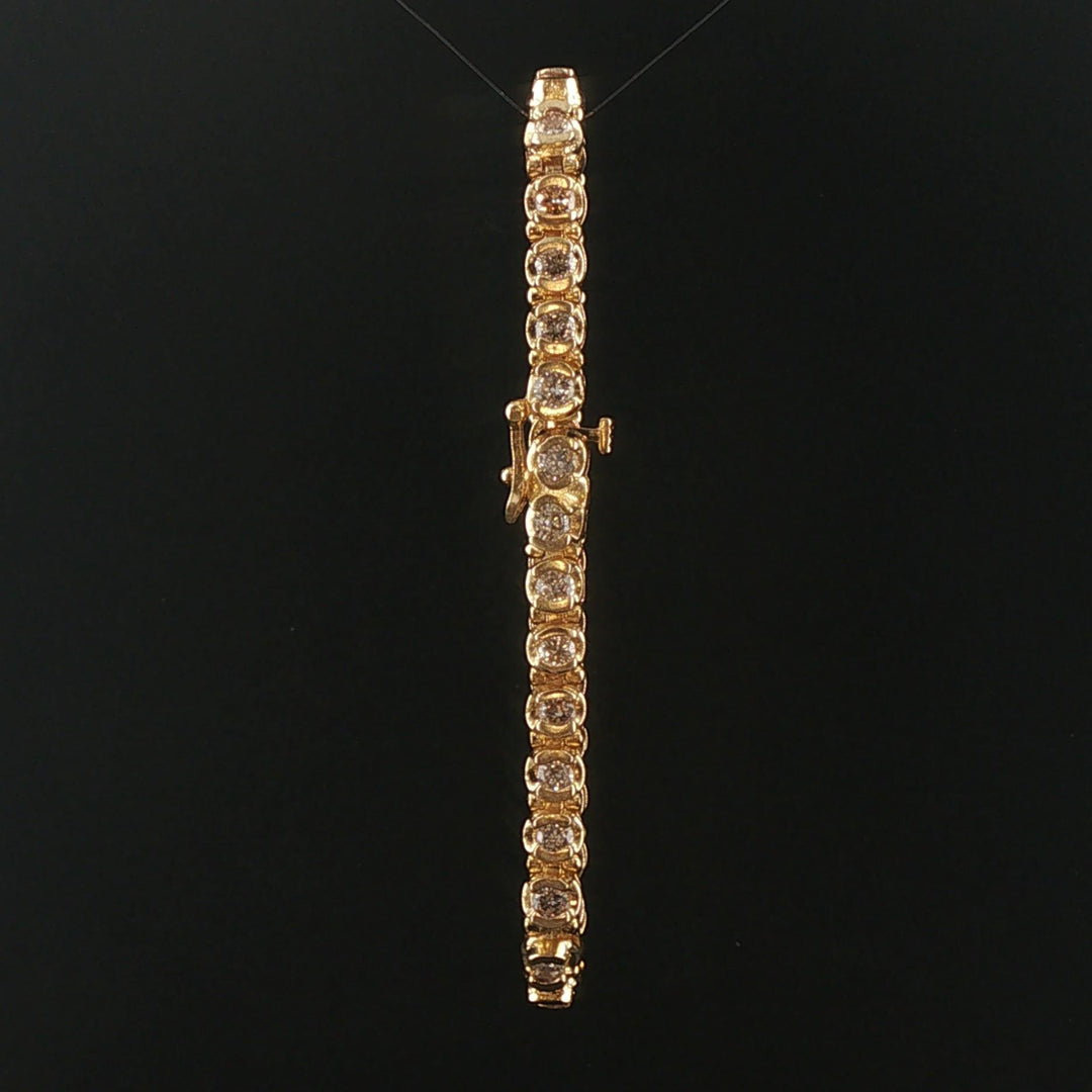 14k Yellow Gold and 3.20cttw Diamond Heavy Vintage Tennis Bracelet 6.5"