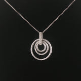 14k White Gold and Diamond Three Circle Articulated Pendant Necklace 16"