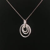 14k White Gold and Diamond Three Circle Articulated Pendant Necklace 16"