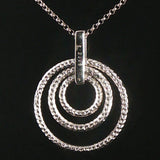 14k White Gold and Diamond Three Circle Articulated Pendant Necklace 16"