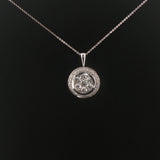 18k White Gold and 2cttw Diamond Circle Cluster Pendant Necklace 16"