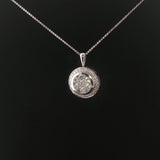 18k White Gold and 2cttw Diamond Circle Cluster Pendant Necklace 16"