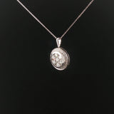 18k White Gold and 2cttw Diamond Circle Cluster Pendant Necklace 16"