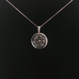18k White Gold and 2cttw Diamond Circle Cluster Pendant Necklace 16"