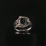 14k White Gold London Blue Topaz and Diamond Ring Size 7