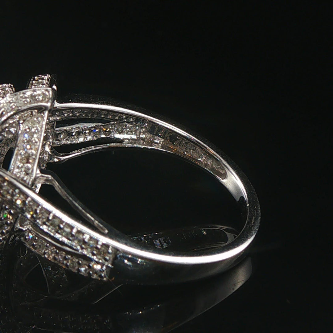 14k White Gold London Blue Topaz and Diamond Ring Size 7