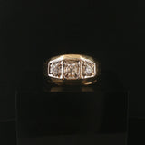 14k Yellow and White Gold 0.50cttw Three Diamond Solid Men's Ring Size 9.5