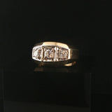 14k Yellow and White Gold 0.50cttw Three Diamond Solid Men's Ring Size 9.5