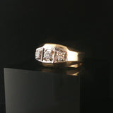 14k Yellow and White Gold 0.50cttw Three Diamond Solid Men's Ring Size 9.5