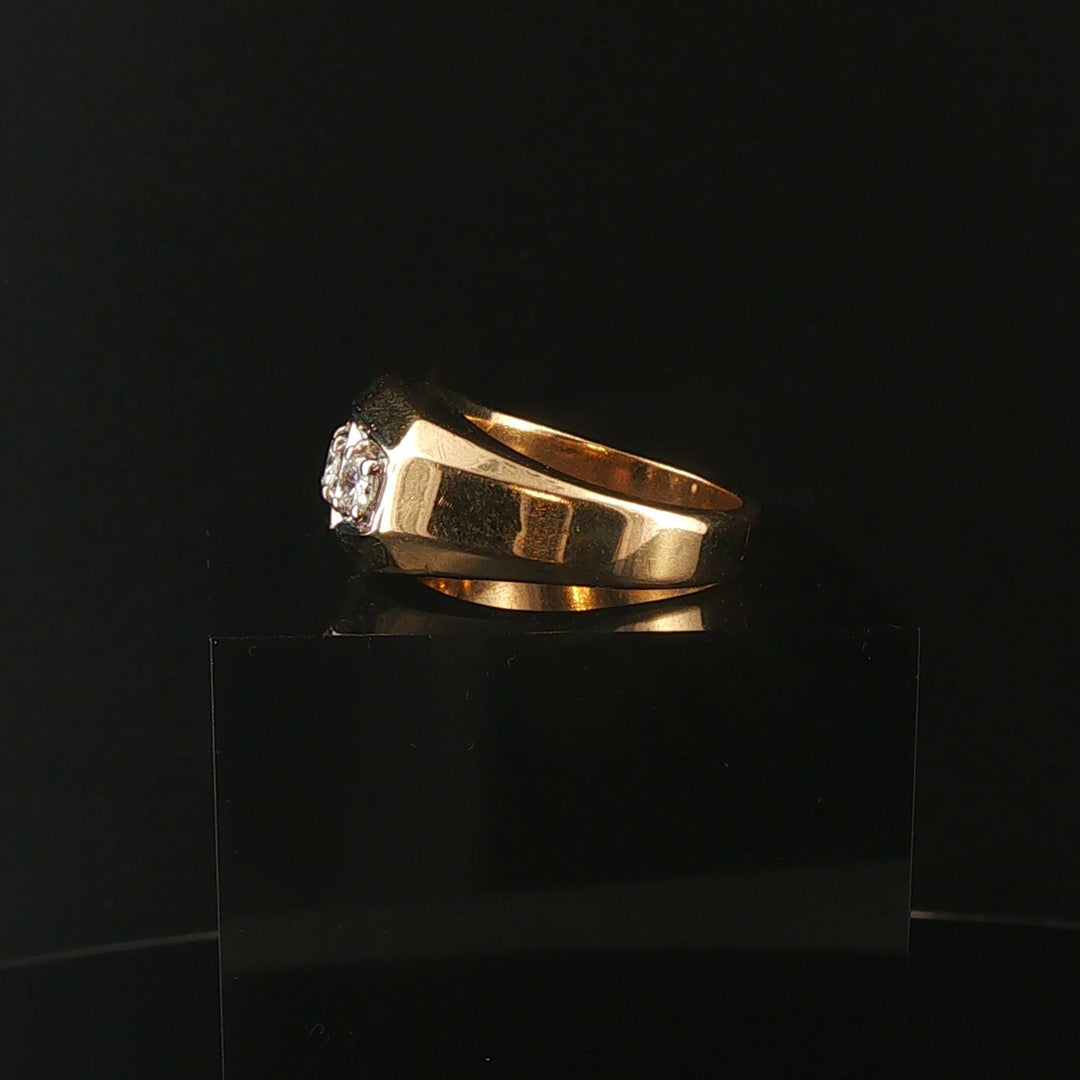 14k Yellow and White Gold 0.50cttw Three Diamond Solid Men's Ring Size 9.5