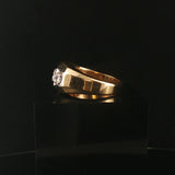 14k Yellow and White Gold 0.50cttw Three Diamond Solid Men's Ring Size 9.5