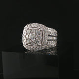 14k White Gold and 3cttw Diamond Large Cluster Ring Size 7