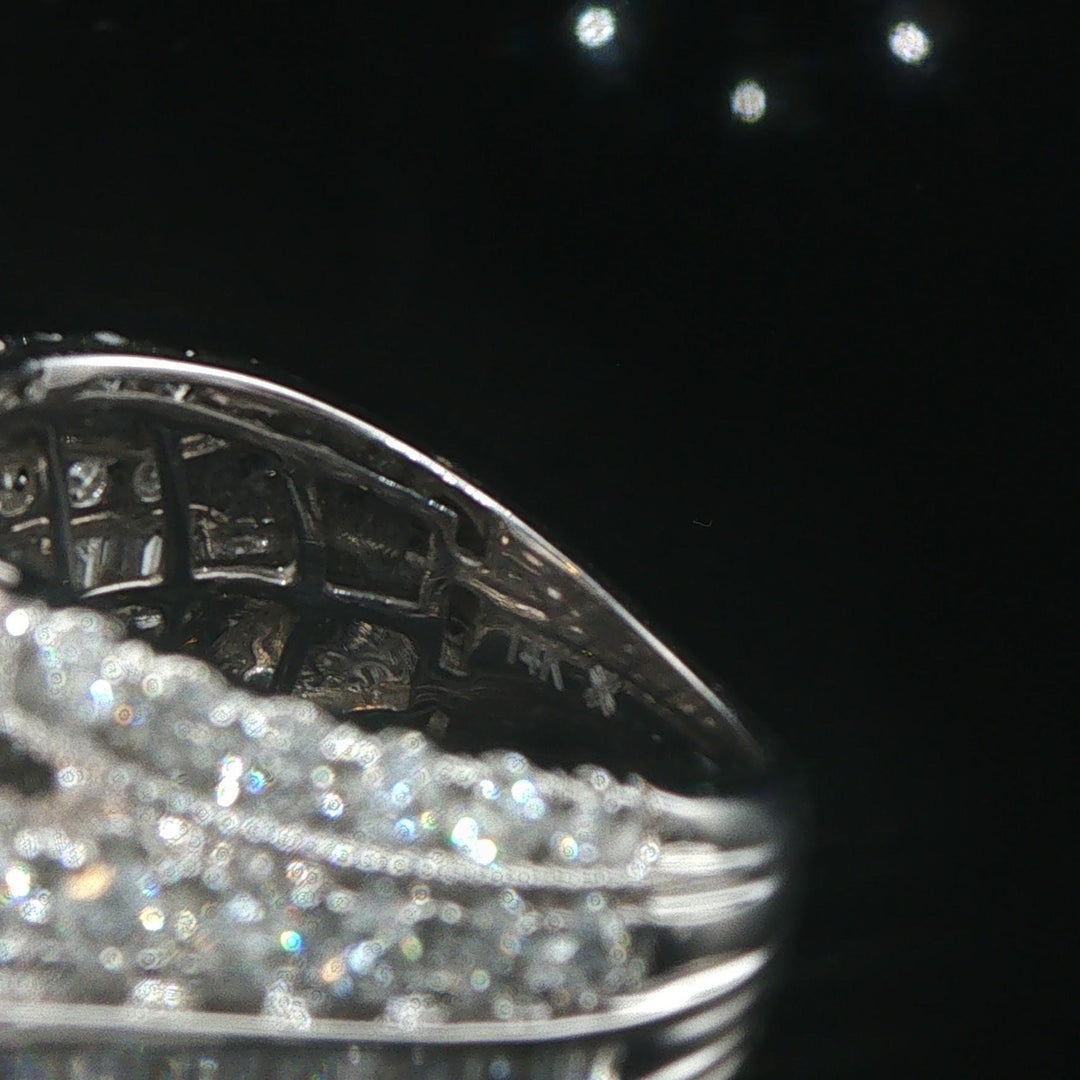 14k White Gold and 3cttw Diamond Large Cluster Ring Size 7