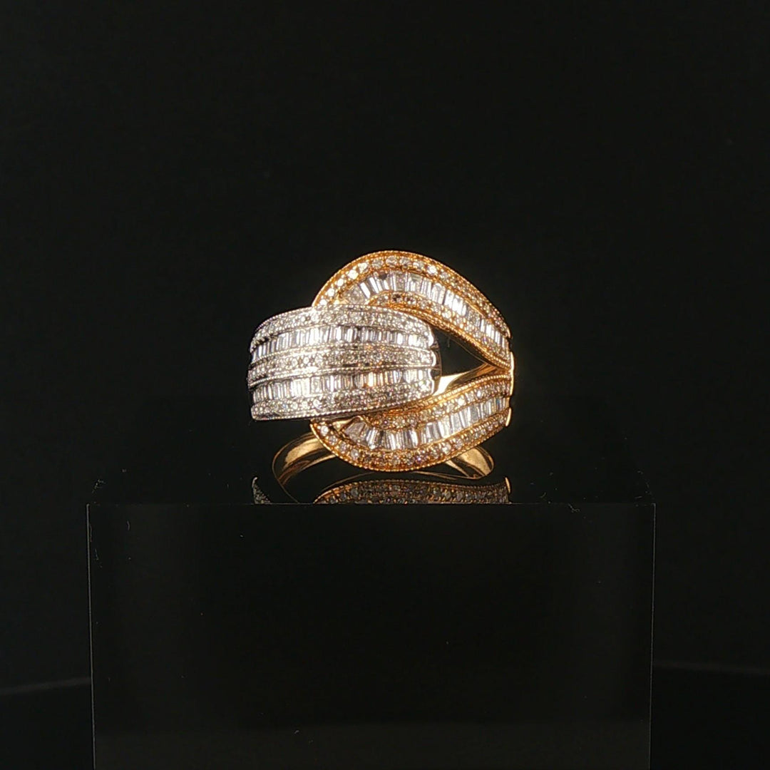 Effy 14k Yellow and White Gold 1cttw Diamond Interlocking Band Ring Size 7.25