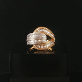 Effy 14k Yellow and White Gold 1cttw Diamond Interlocking Band Ring Size 7.25