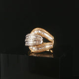 Effy 14k Yellow and White Gold 1cttw Diamond Interlocking Band Ring Size 7.25