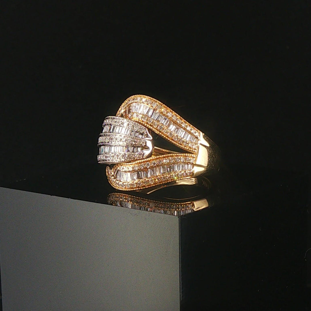 Effy 14k Yellow and White Gold 1cttw Diamond Interlocking Band Ring Size 7.25