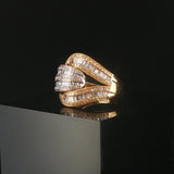 Effy 14k Yellow and White Gold 1cttw Diamond Interlocking Band Ring Size 7.25