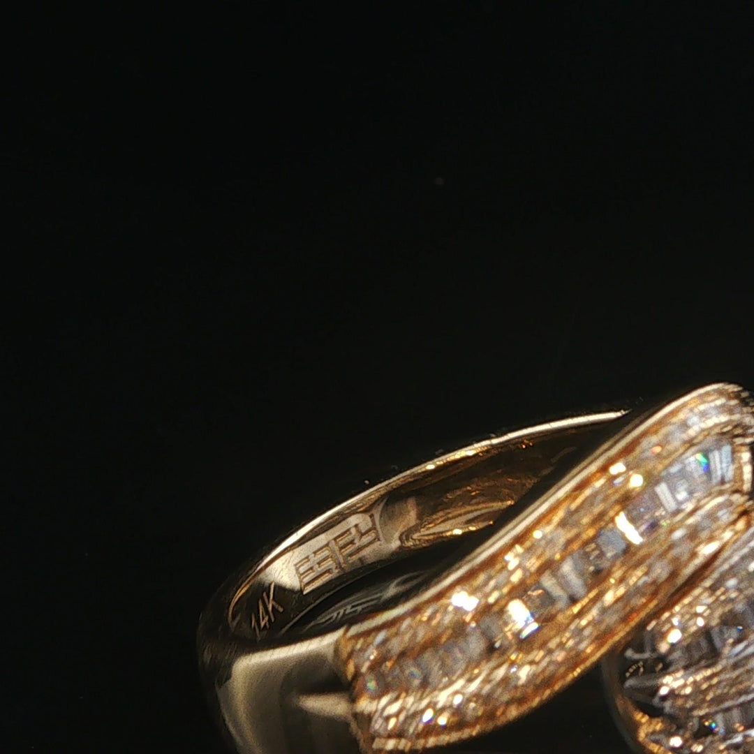 Effy 14k Yellow and White Gold 1cttw Diamond Interlocking Band Ring Size 7.25