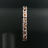 18k White Gold 2.25cttw Diamond and Citrine Square Link Bracelet 7"