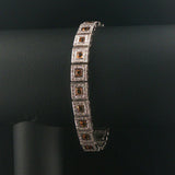 18k White Gold 2.25cttw Diamond and Citrine Square Link Bracelet 7"