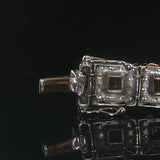 18k White Gold 2.25cttw Diamond and Citrine Square Link Bracelet 7"
