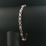 14k White Gold and 1cttw Diamond Cluster Floral Link Bracelet 7.25"