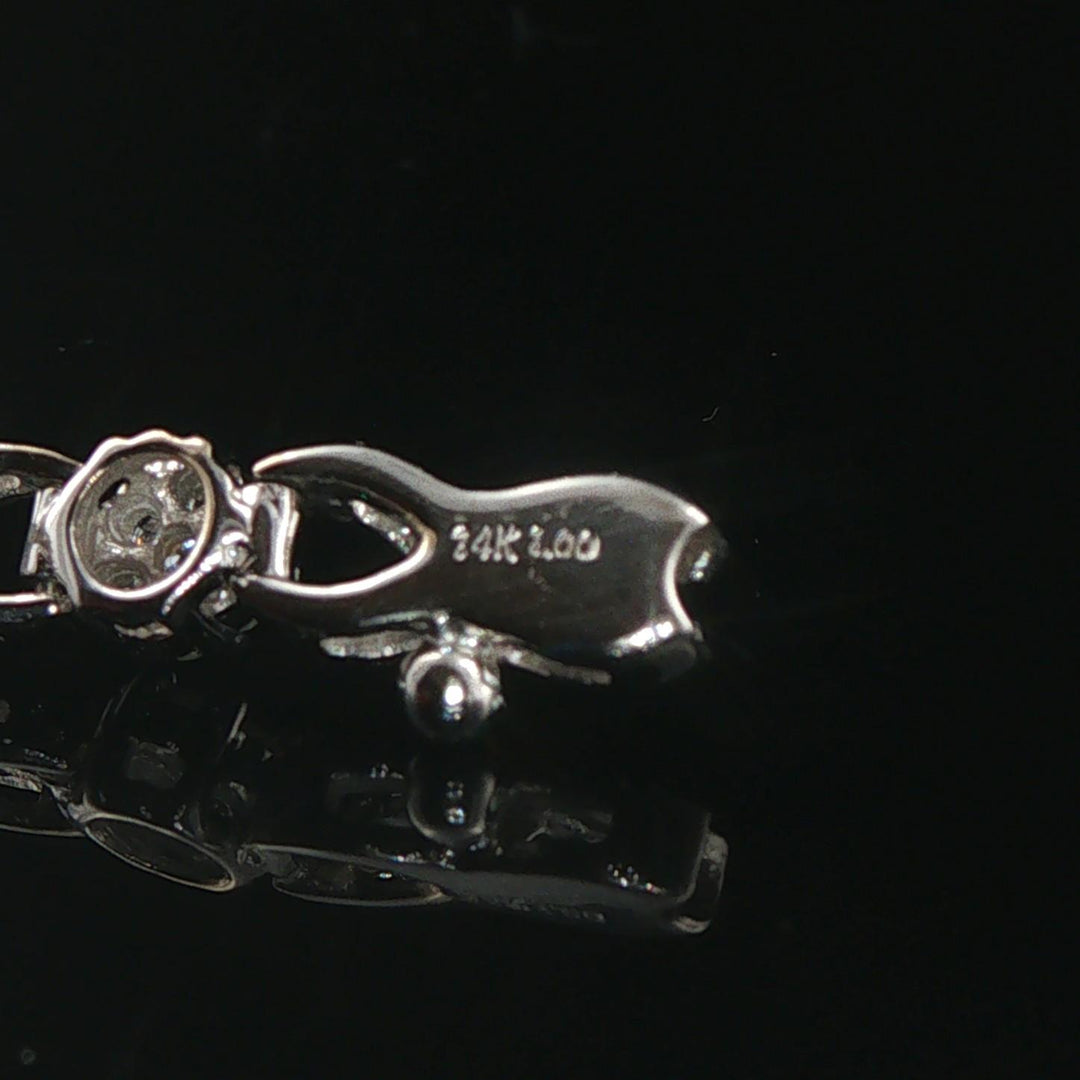 14k White Gold and 1cttw Diamond Cluster Floral Link Bracelet 7.25"