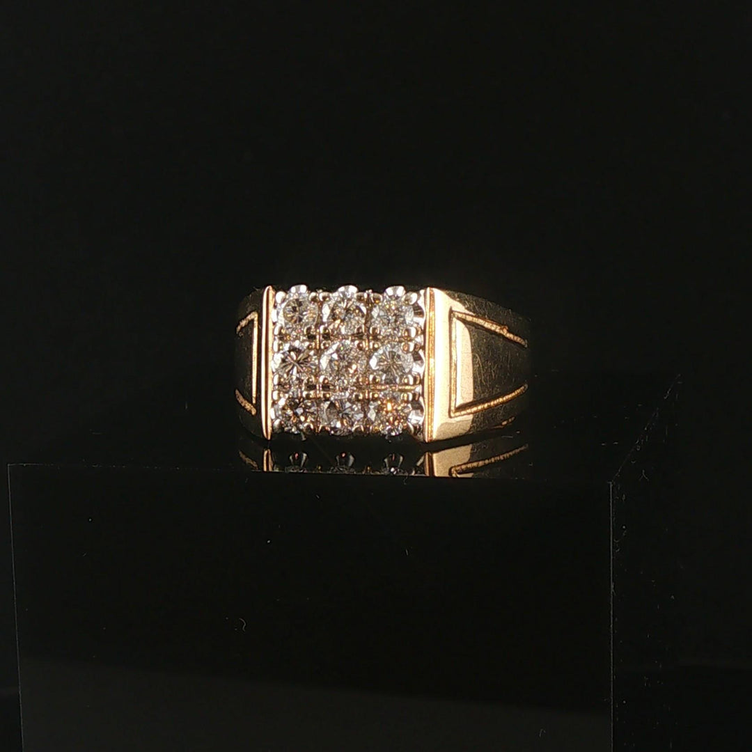 14k Yellow Gold and 0.50cttw Diamond Solid Men's Ring Size 8