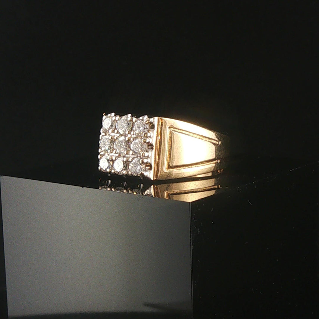 14k Yellow Gold and 0.50cttw Diamond Solid Men's Ring Size 8