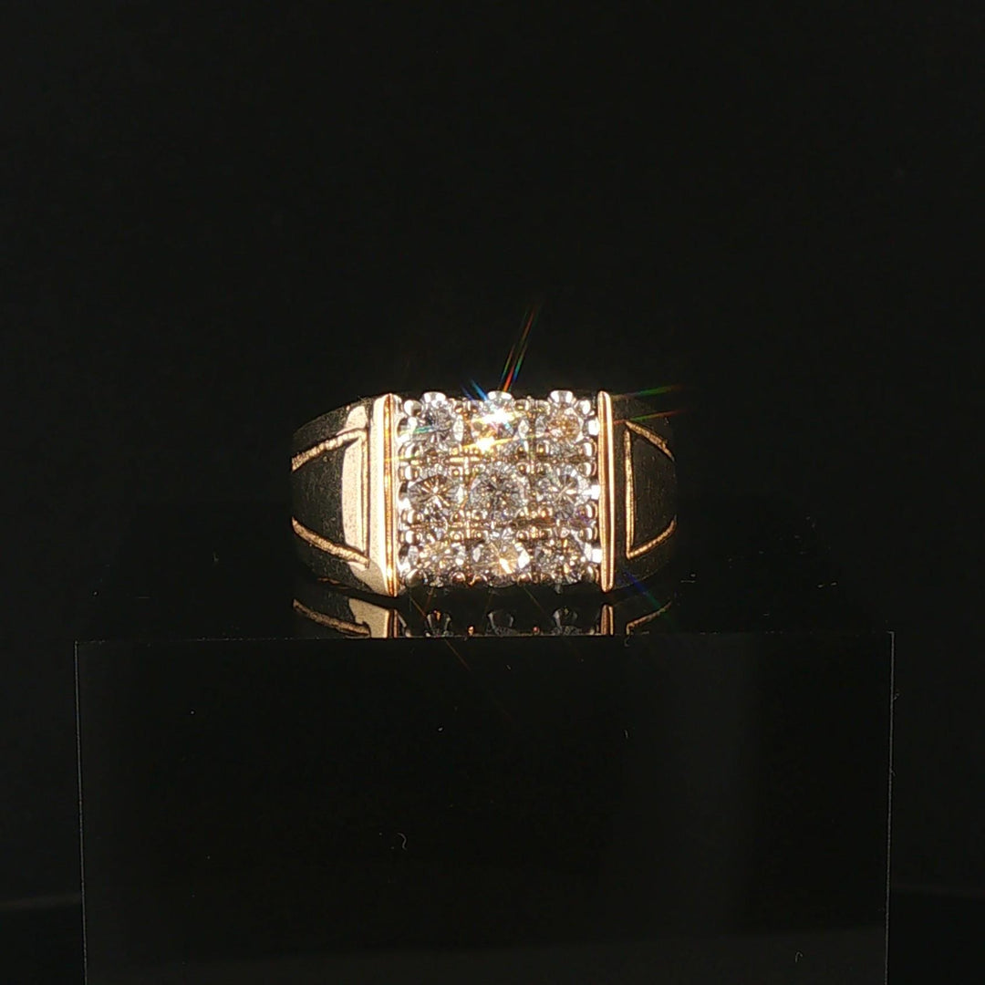 14k Yellow Gold and 0.50cttw Diamond Solid Men's Ring Size 8