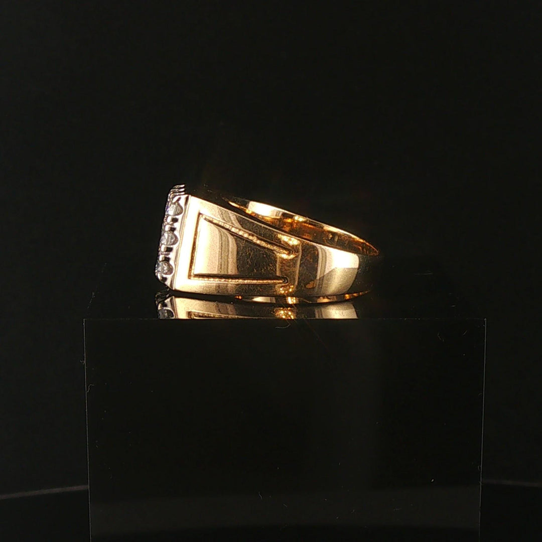 14k Yellow Gold and 0.50cttw Diamond Solid Men's Ring Size 8