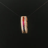 14k Yellow Gold Rainbow Sapphire and 0.15cttw Diamond Slide Pendant 1"