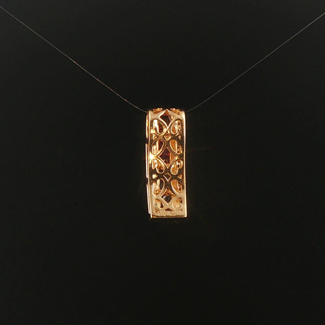 14k Yellow Gold Rainbow Sapphire and 0.15cttw Diamond Slide Pendant 1"